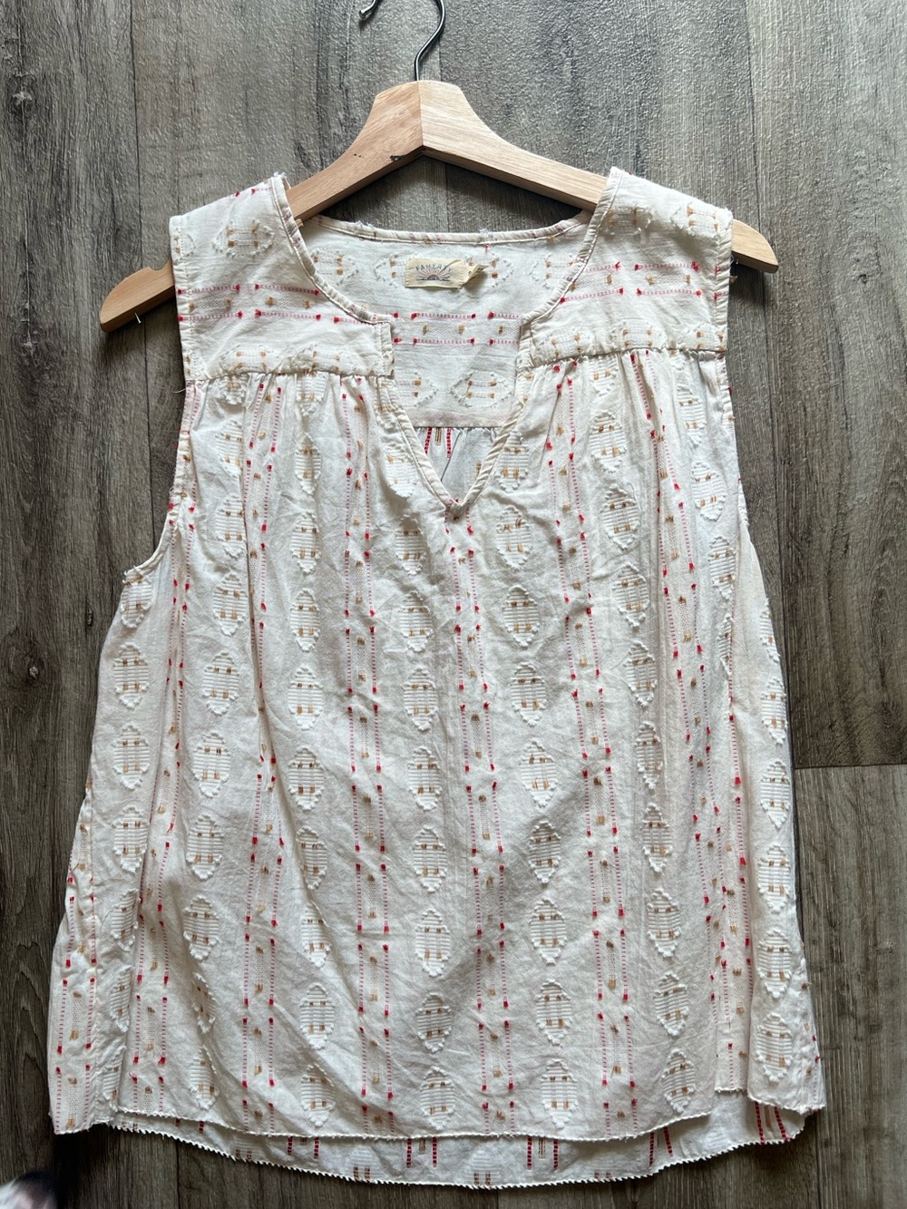 Faherty Skylar Top Sunburst Dobby Organic Cotton Sleeveless Boho Blouse